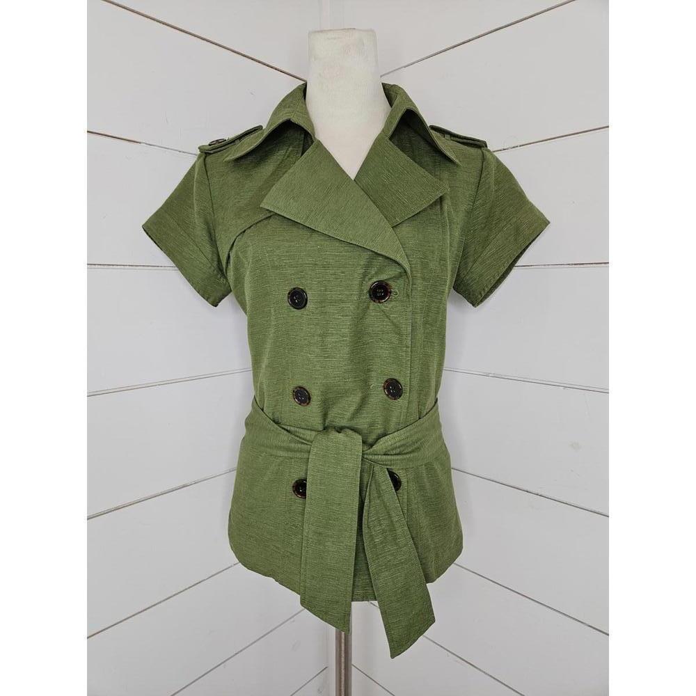 Vintage Scott Taylor medium green silk blend short sleeve jacket